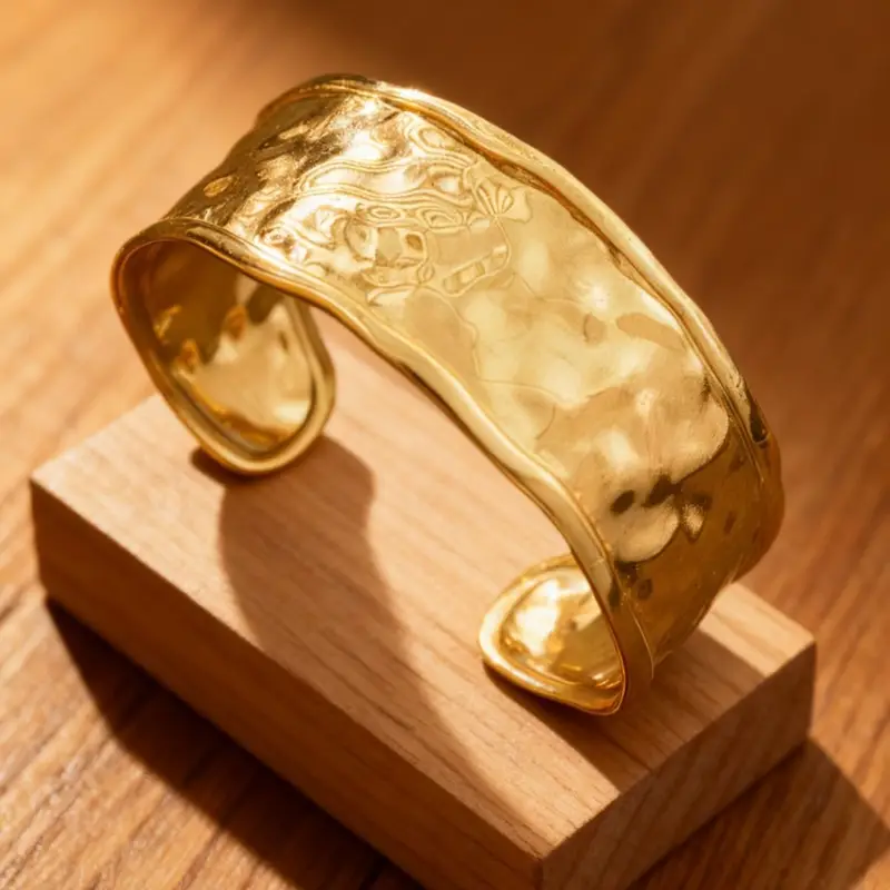 Textured Gold-Plated Stainless Steel Bangle Textured Gold-Plated Stainless Steel Bangle