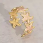 Enamel Starfish Link Stainless Steel Gold-Plated Bracelet