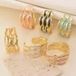 Enamel Wave Pattern Stainless Steel Bangle