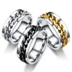 Rotatable Titanium Steel Chain Link Ring for Men