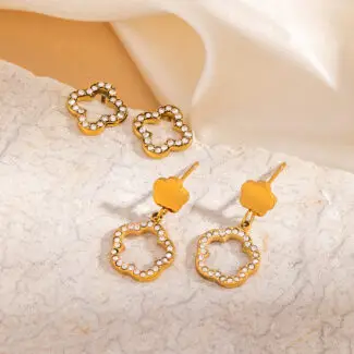 Multi?Style Gold Square & Hoop Drop Earrings