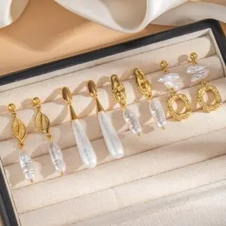 Long Clear Bar Tassel Gold Drop Earrings