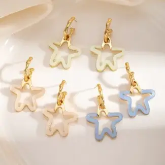 Pastel Hollow Star Dangle Earrings